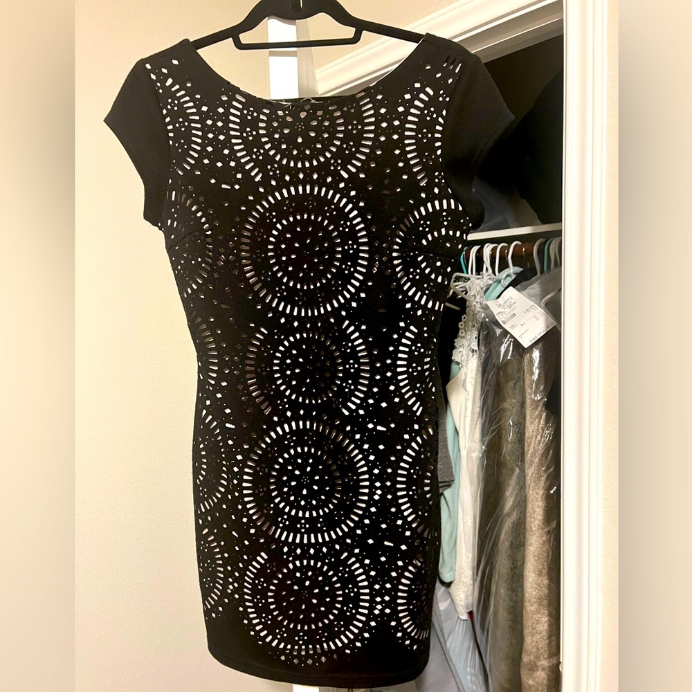 Sweet Rain black and nude dress